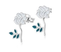 White Rose Silver Ear Stud STS-3468 (CO1+CO15)
